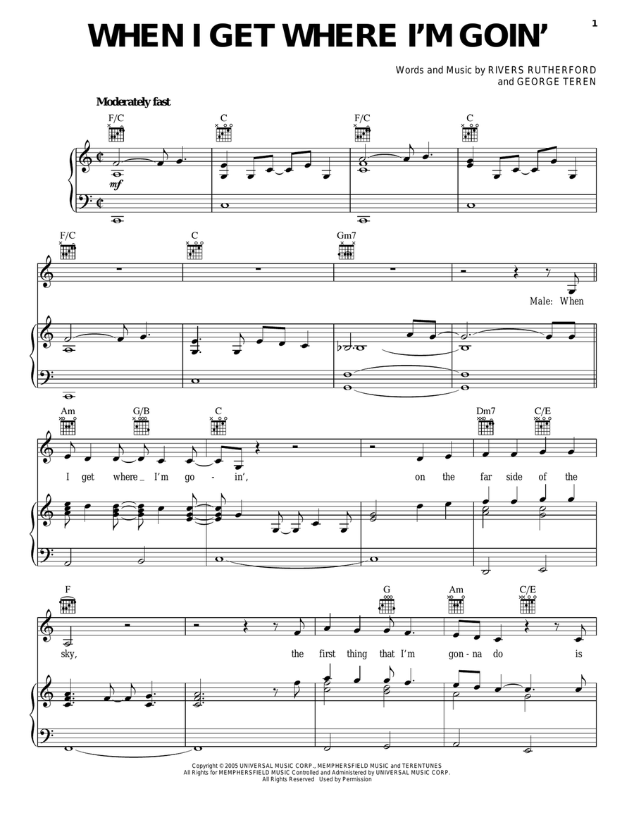 When I Get Where I'm Goin' Piano, Vocal, Guitar scores gallery preview page 1