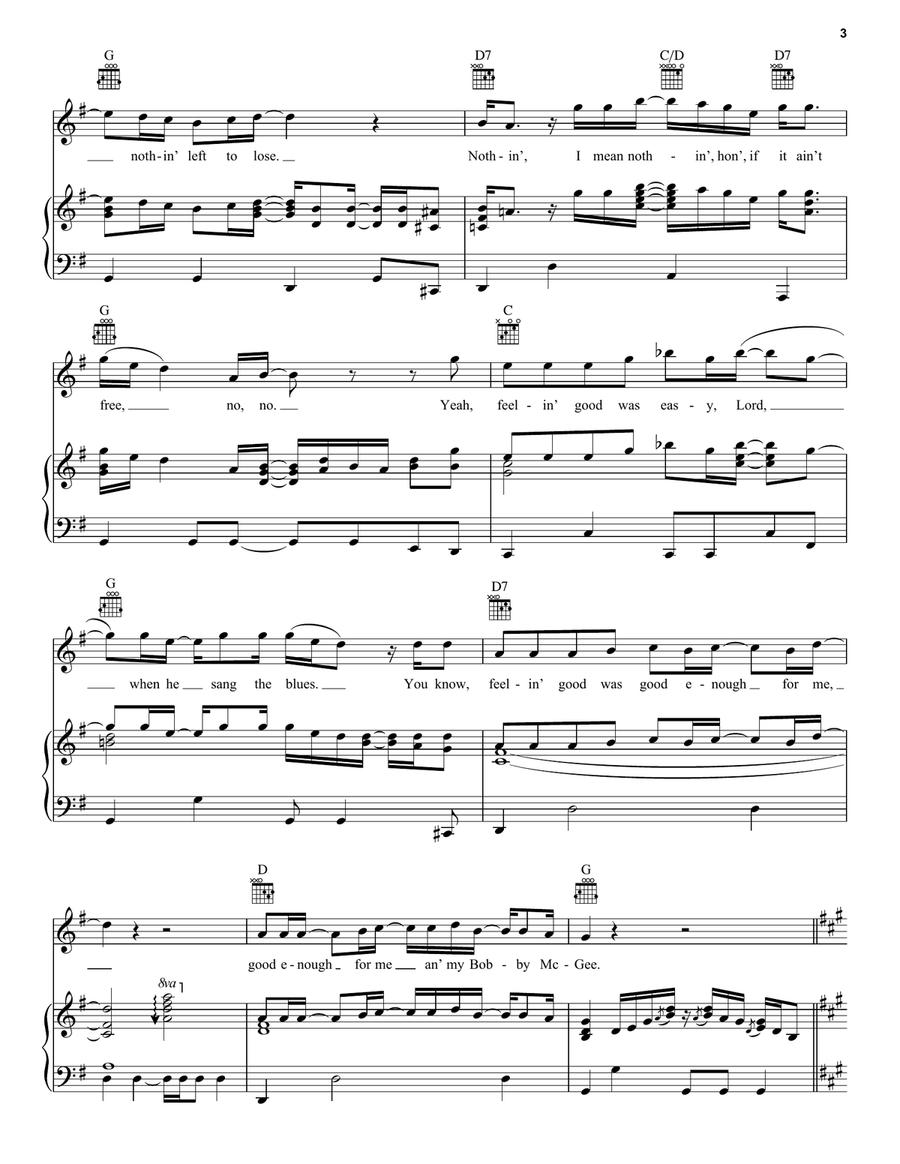 Me And Bobby McGee Me And Bobby McGee Piano, Vocal, Guitar scores gallery preview page 3