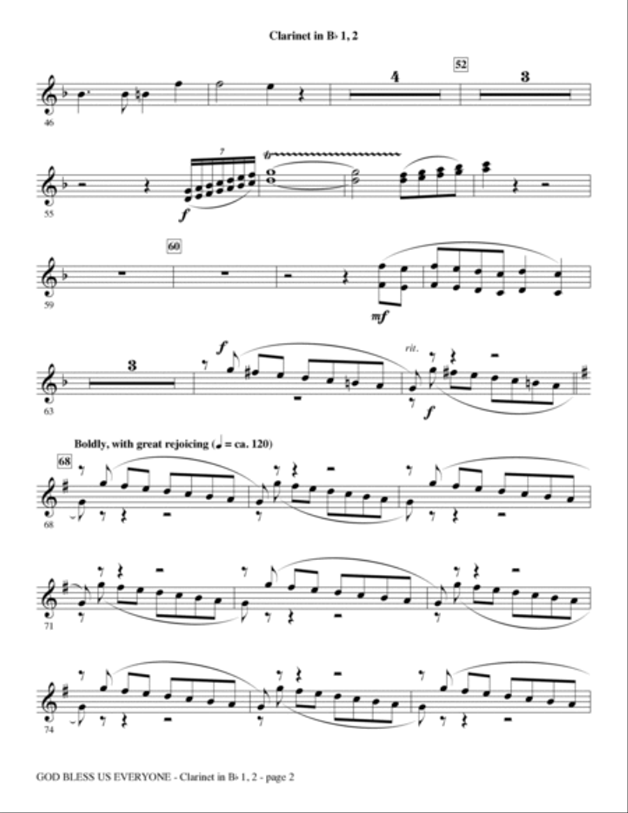 God Bless Us Everyone (from Disney's A Christmas Carol) - Bb Clarinet 1 & 2 Choir scores gallery preview page 2