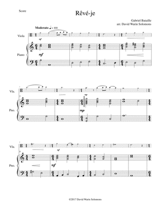 Rêvé-je (Am I dreaming) for viola and piano