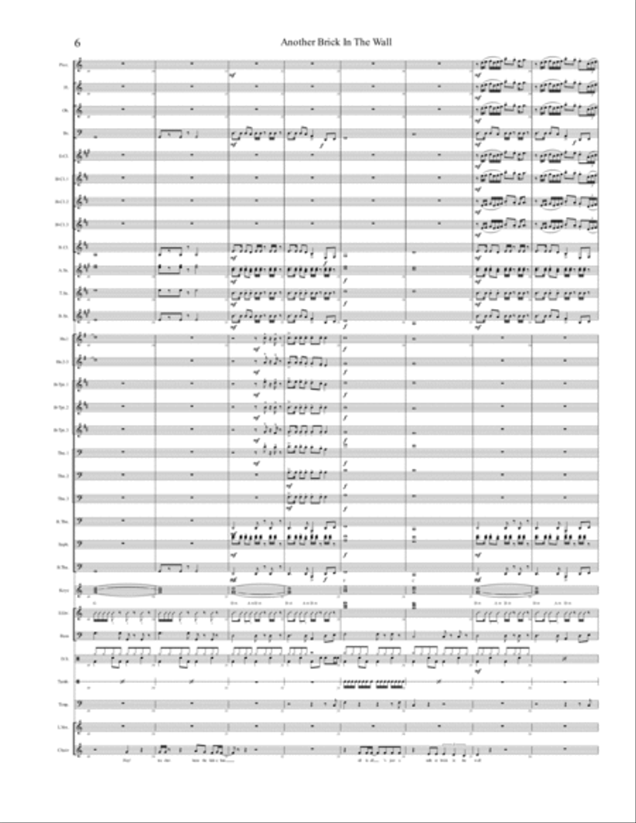 Another Brick In The Wall Concert Band scores gallery preview page 6