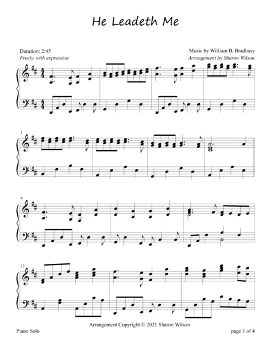 He Leadeth Me Piano Solo scores gallery preview page 2