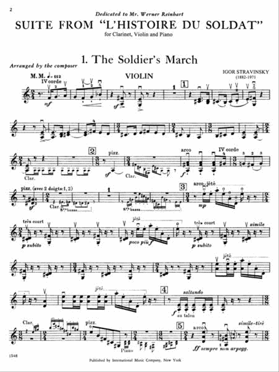 Suite from 'L'Histoire du Soldat' (for Clarinet, Violin, and Piano)