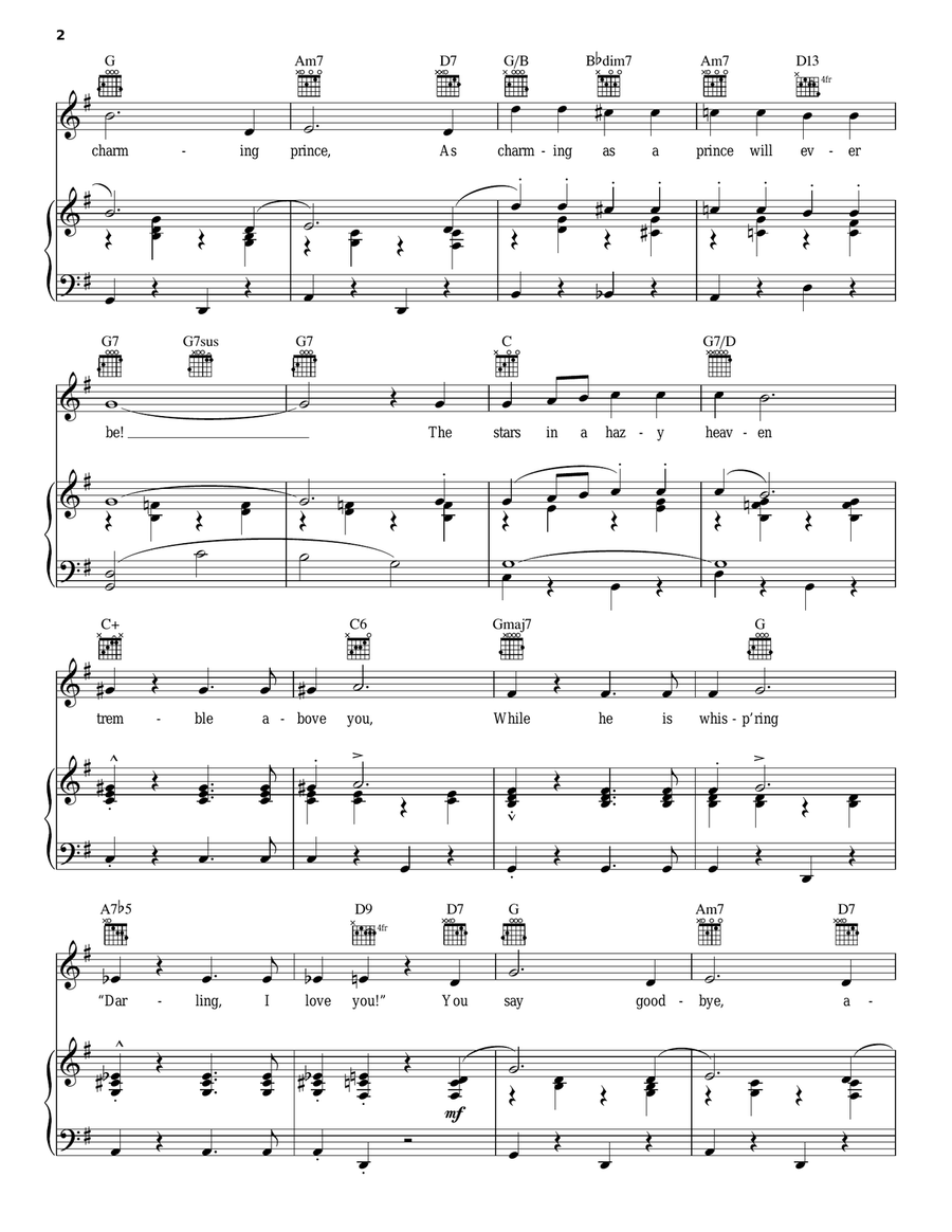 A Lovely Night (from Cinderella) Piano, Vocal, Guitar scores gallery preview page 2
