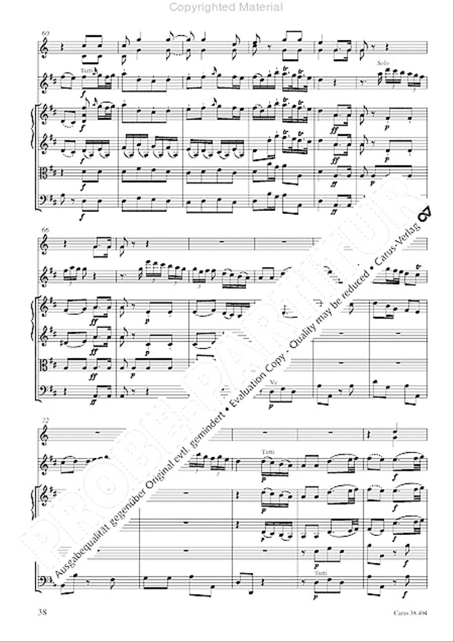Concerto for Flute in D major (Concerto per il Flauto traverso in D / Flotenkonzert in D) Flute Solo scores gallery preview page 40