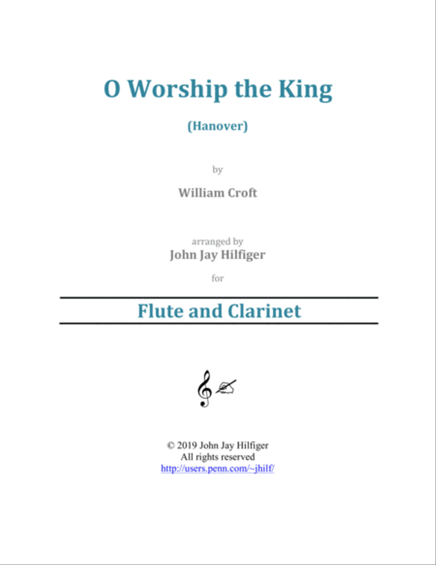 O Worship the King for Flute and Clarinet Woodwind Duet scores gallery preview page 1
