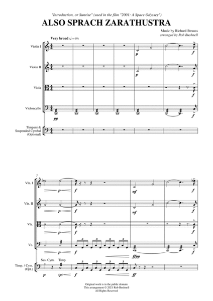 Also sprach Zarathustra (Richard Strauss) - String Quartet (with optional Percussion)