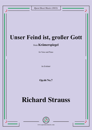 Book cover for Richard Strauss-Unser Feind ist,großer Gott,in d minor,Op.66 No.7