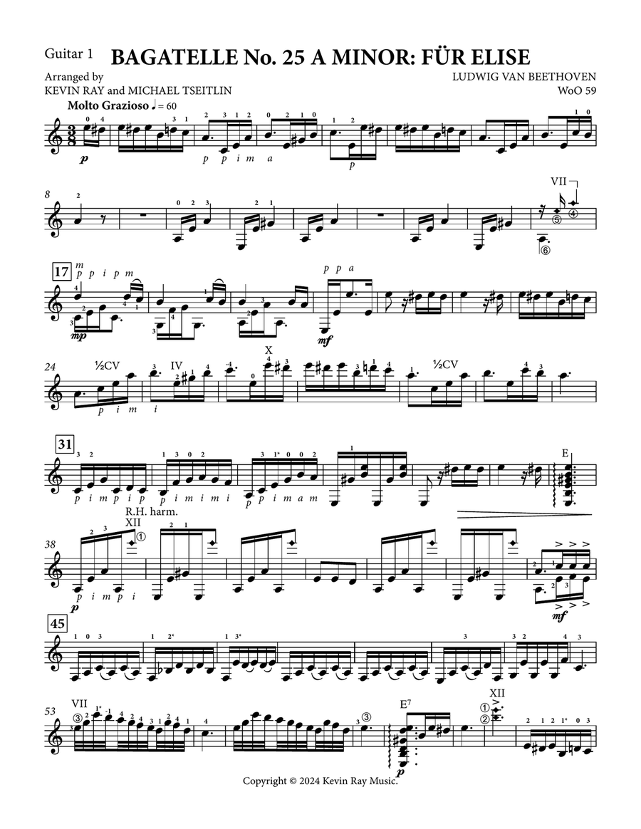 Bagatelle No. 25 A Minor: Für Elise Chamber Music scores gallery preview page 6