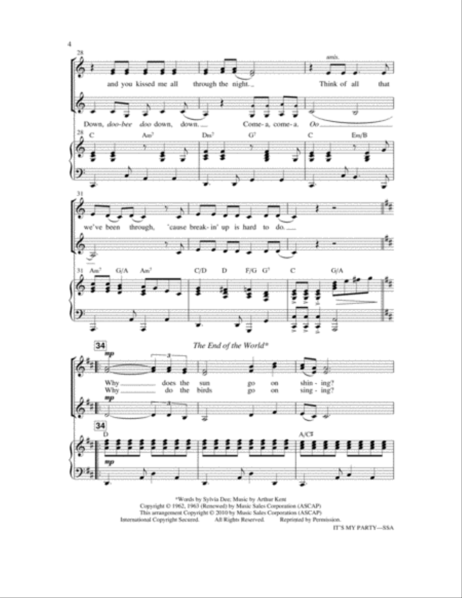 It's My Party Medley It's My Party Medley SSA scores gallery preview page 4