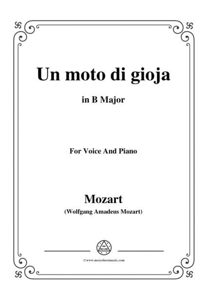 Mozart-Un moto di gioja,in B Major,for Voice and Piano image number null