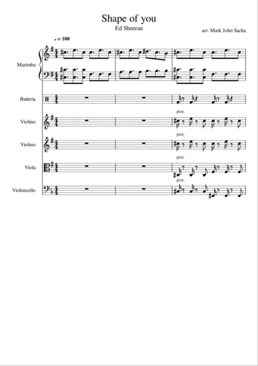 Shape Of You Shape Of You String Quartet scores gallery preview page 1