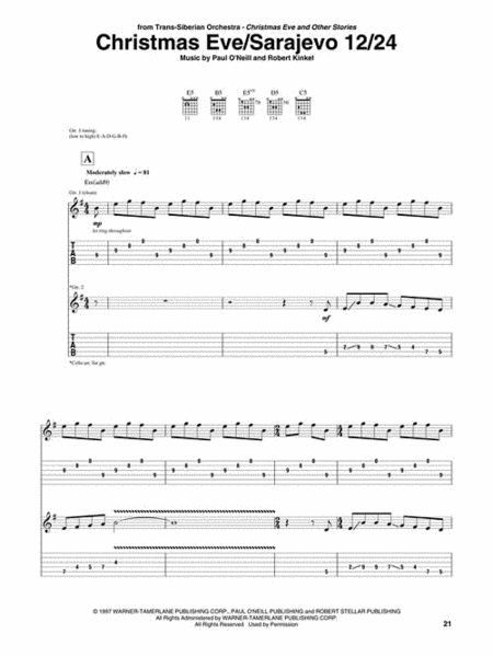 Trans-Siberian Orchestra Guitar Anthology