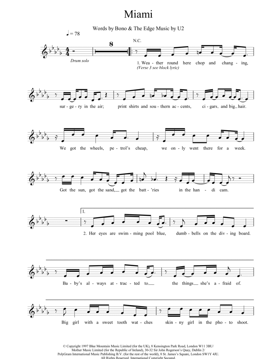 Miami Miami Piano scores gallery preview page 1