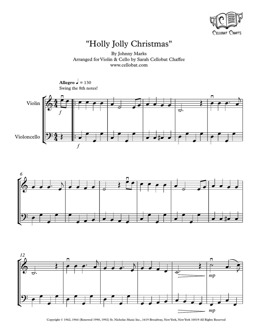 A Holly Jolly Christmas String Duet scores gallery preview page 1
