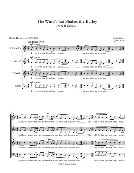 The Wind That Shakes the Barley (SATB Chorus) image number null