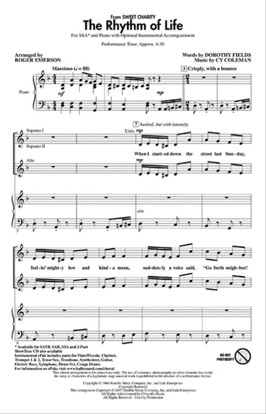 The Rhythm of Life SSA scores gallery preview page 2