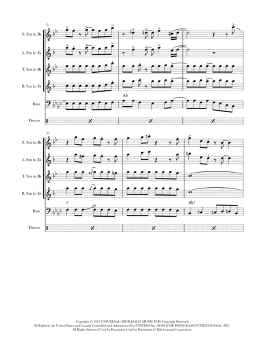 Crocodile Rock Saxophone Quintet scores gallery preview page 6