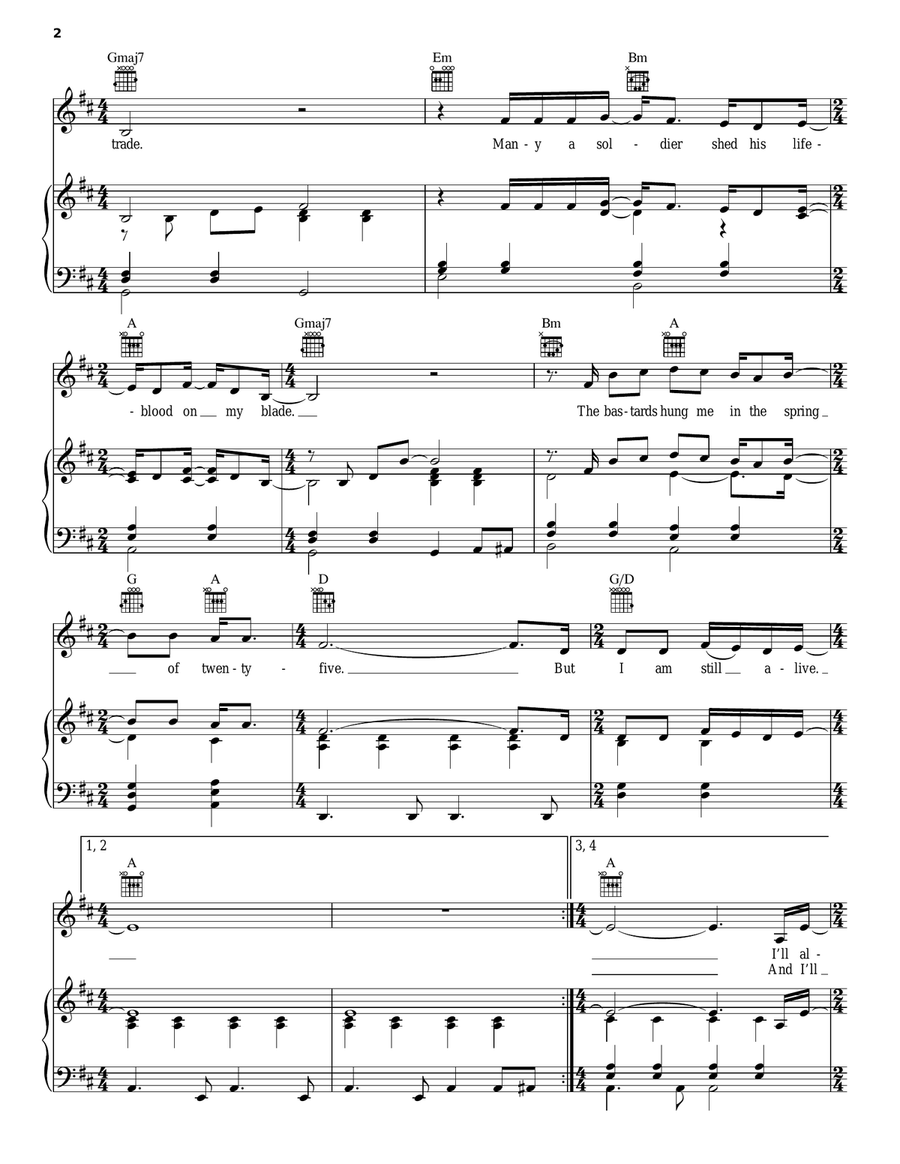 The Highwayman Piano, Vocal, Guitar scores gallery preview page 2