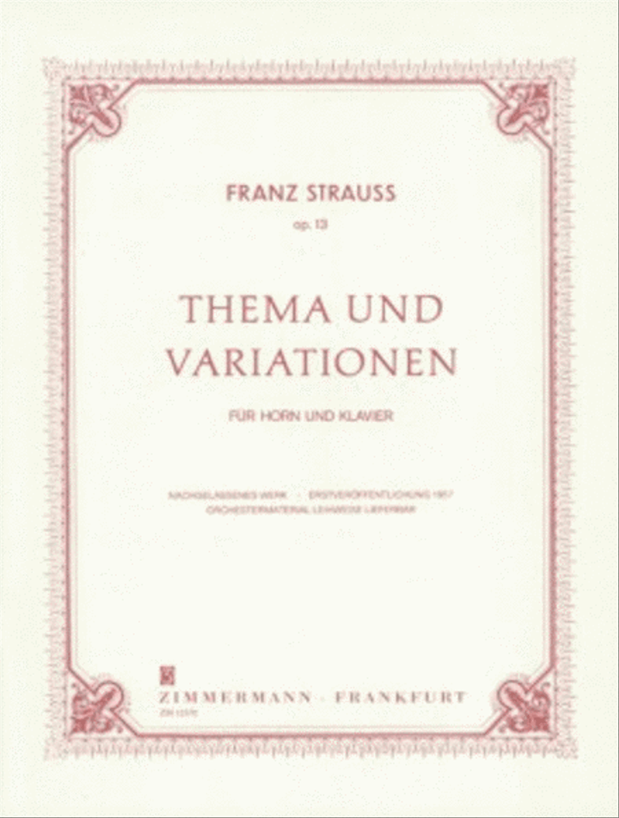 Theme and Variations, Op. 13 Orchestra scores gallery preview page 1