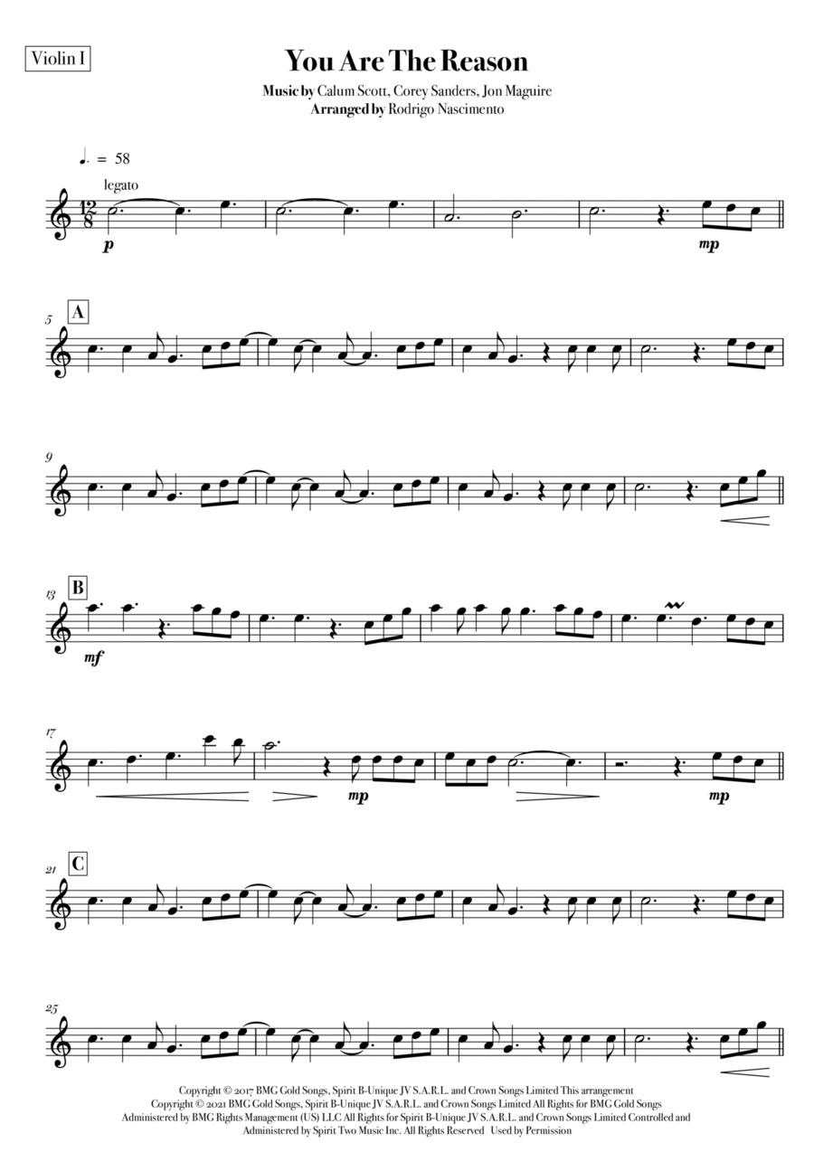 You Are The Reason String Quartet scores gallery preview page 1