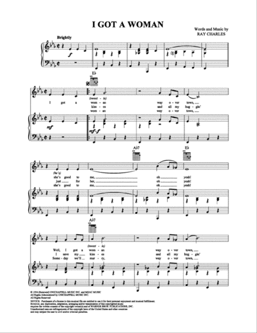 I Got a Woman I Got a Woman Piano, Vocal, Guitar scores gallery preview page 1