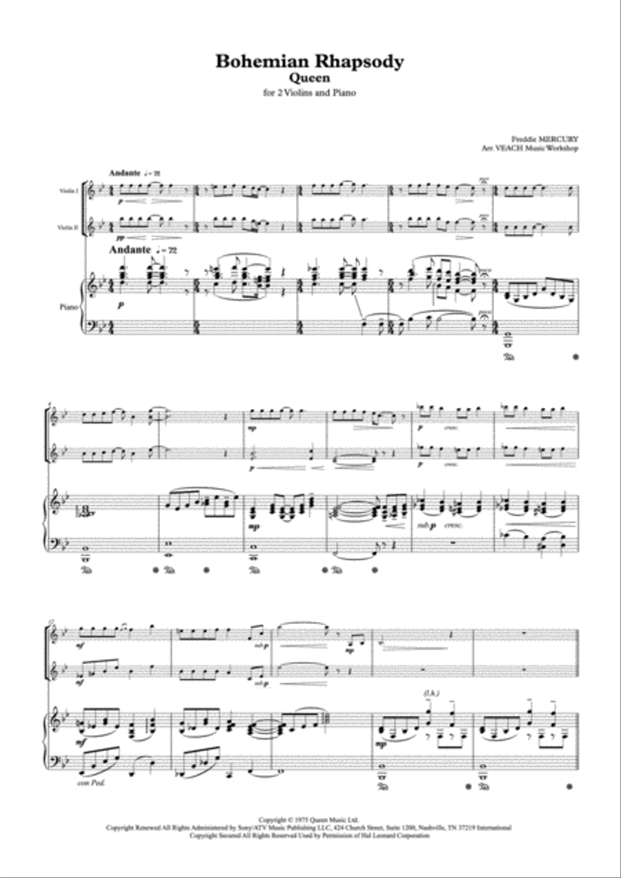 Bohemian Rhapsody Violin Solo scores gallery preview page 1