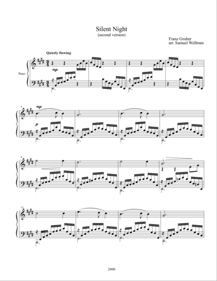 Silent Night Piano Solo scores gallery preview page 1
