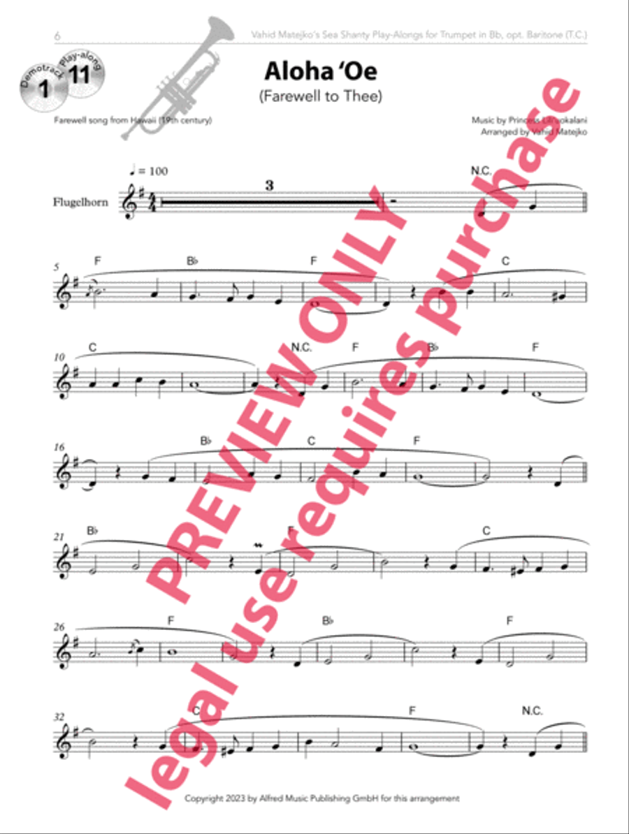 Sea Shanty Play-Alongs for Trumpet, opt. Baritone T.C. in Bb Baritone Horn TC scores gallery preview page 5