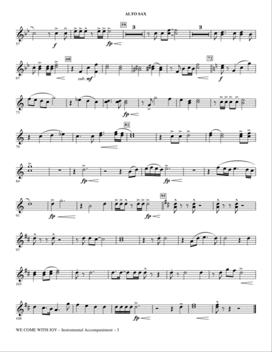 We Come With Joy Orchestration - Alto Sax Choir scores gallery preview page 3
