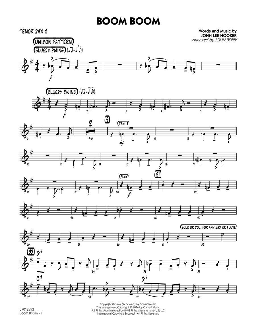 Boom Boom - Tenor Sax 2 Boom Boom - Tenor Sax 2 Jazz Ensemble scores gallery preview page 1