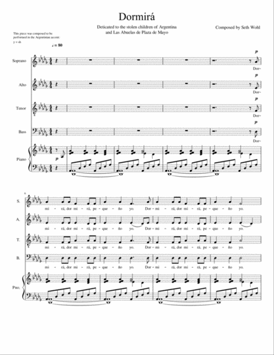 Dormirà 4-Part scores gallery preview page 1