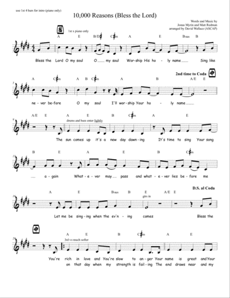 10,000 Reasons (Bless The Lord) Choir scores gallery preview page 1