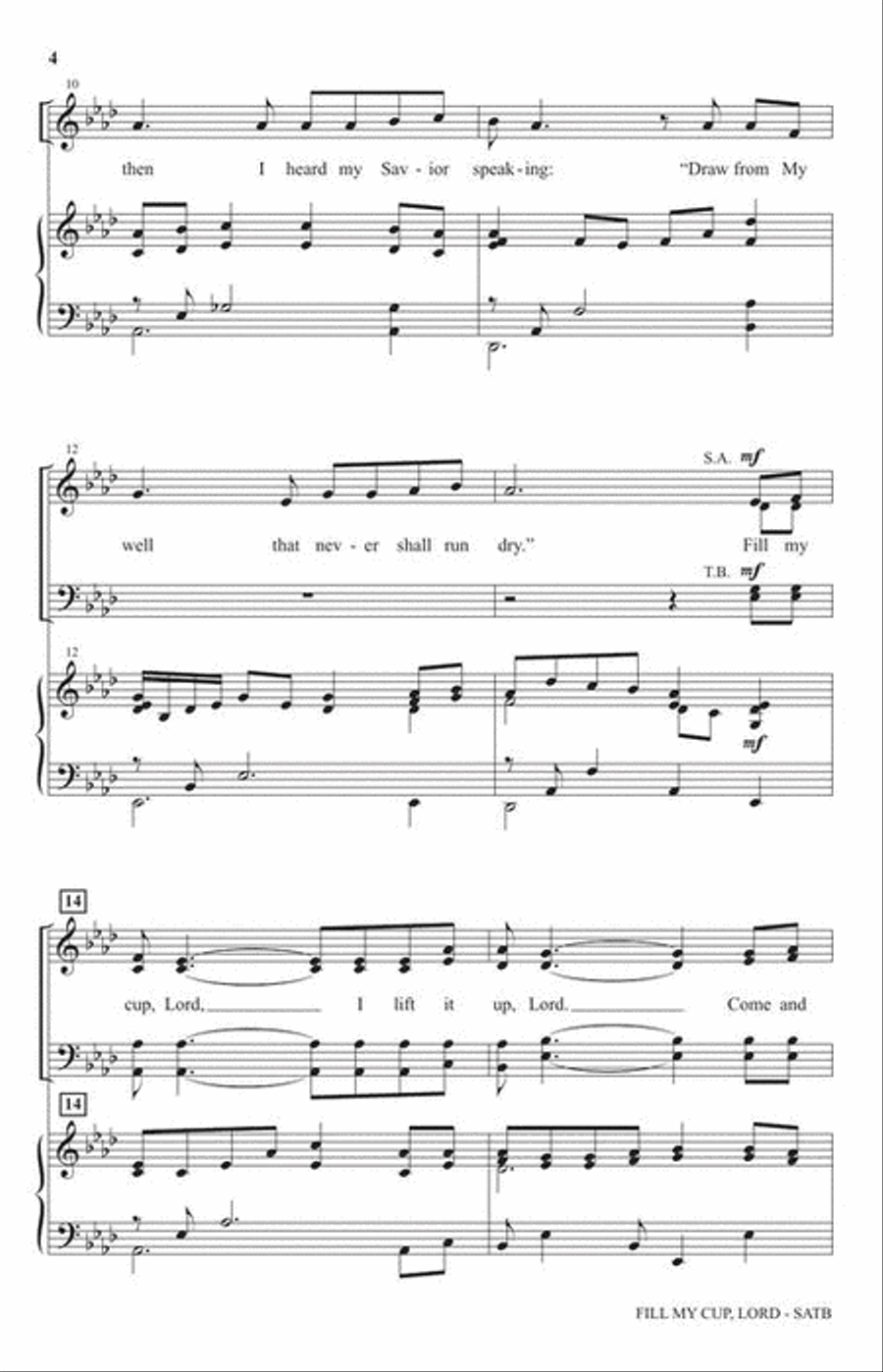 Fill My Cup, Lord Fill My Cup, Lord 4-Part scores gallery preview page 4