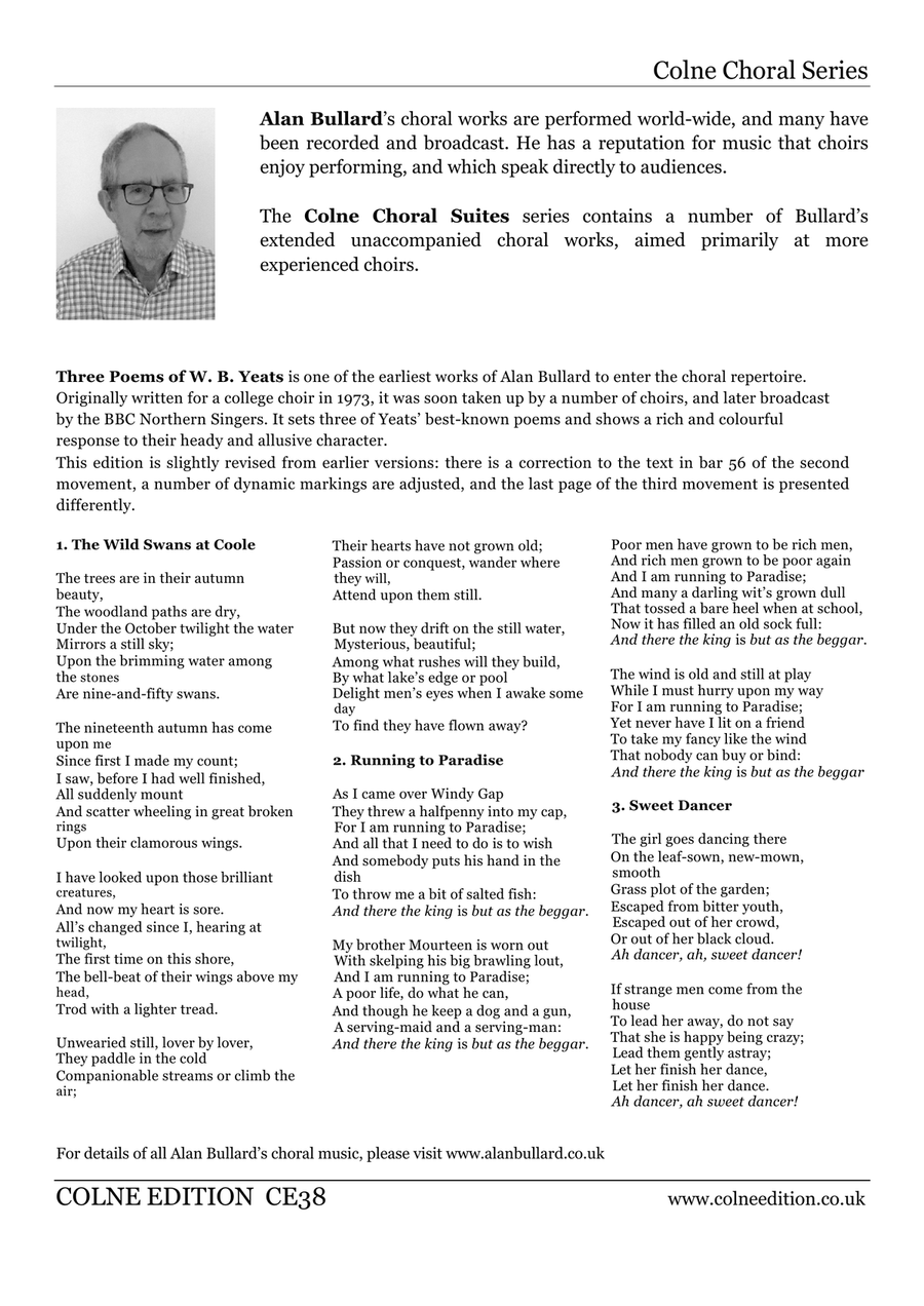 Three Poems of W B Yeats (mixed choir with solo soprano, unaccompanied) Divisi scores gallery preview page 2