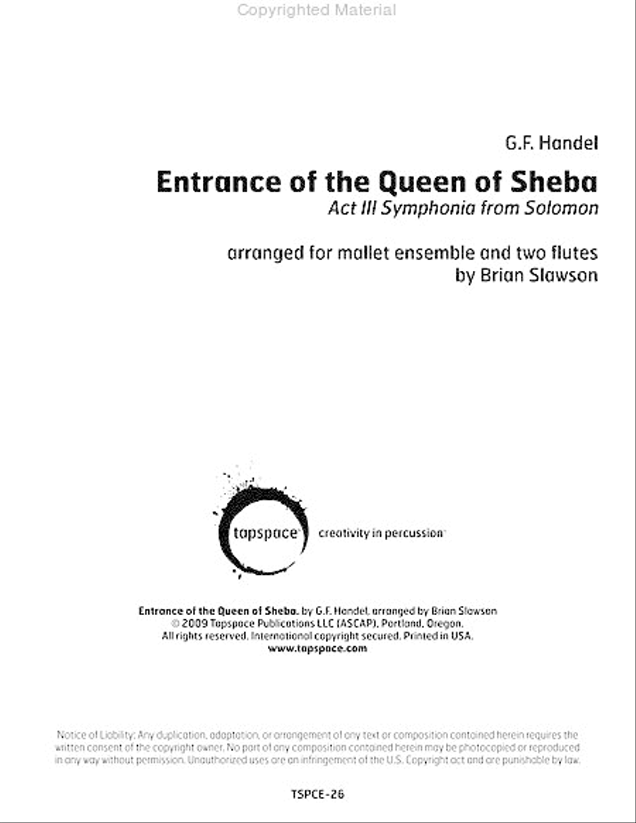 Entrance of the Queen of Sheba Percussion Ensemble scores gallery preview page 2