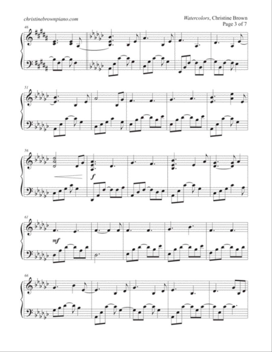 Watercolors Piano Solo scores gallery preview page 3