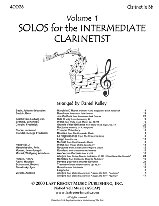 Book cover for Solos for the Intermediate Clarinetist, Volume 1 for Clarinet & Piano 40026