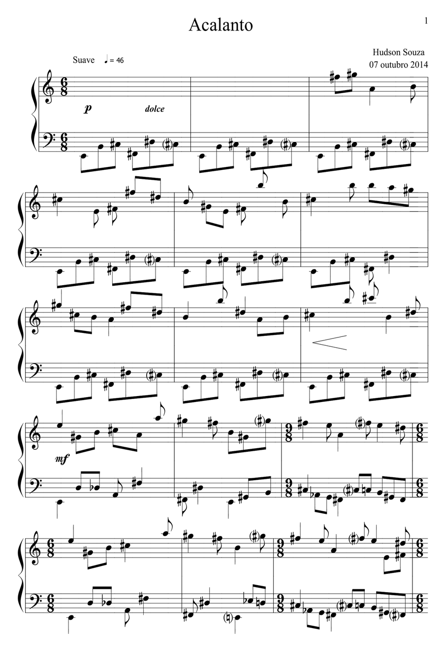 Acalanto Acalanto Piano Solo scores gallery preview page 1