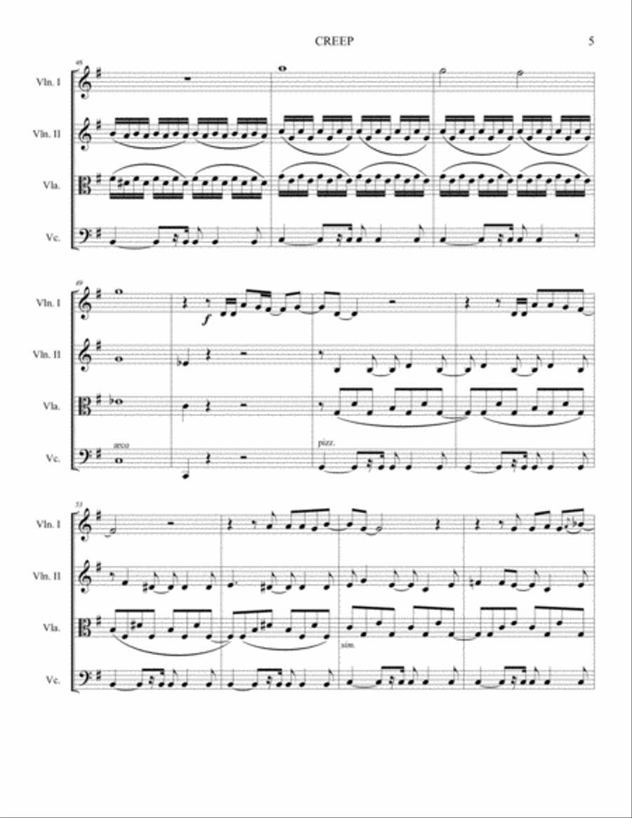 Creep Creep String Quartet scores gallery preview page 5