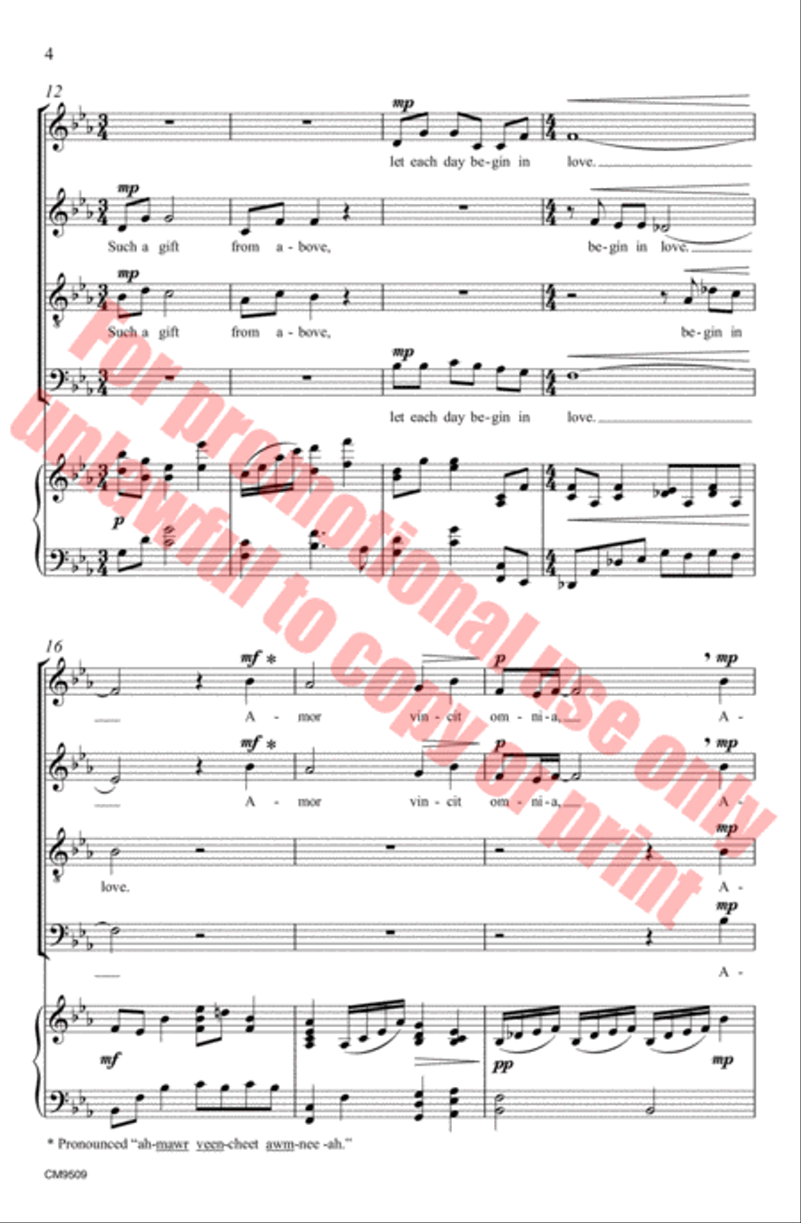 Amor Vincit Omnia 4-Part scores gallery preview page 5