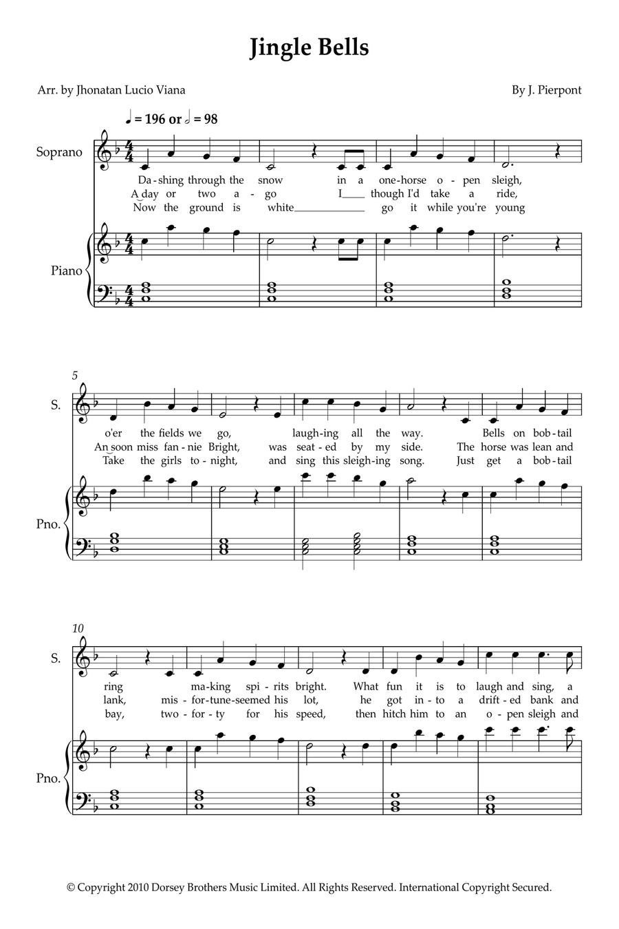 Jingle Bells Soprano Voice scores gallery preview page 1