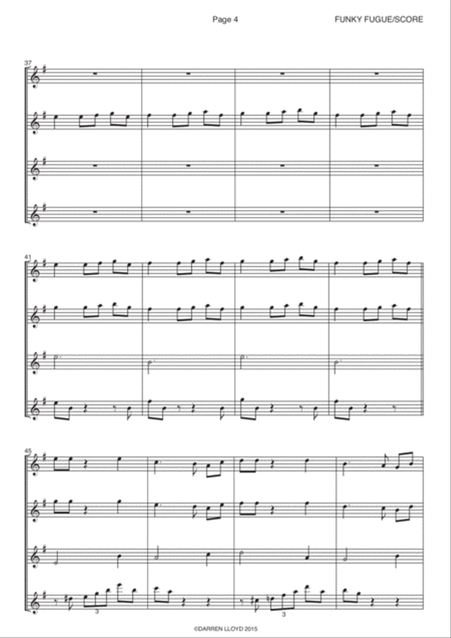 Funky fugue - Flute quartet Flute Quartet scores gallery preview page 4