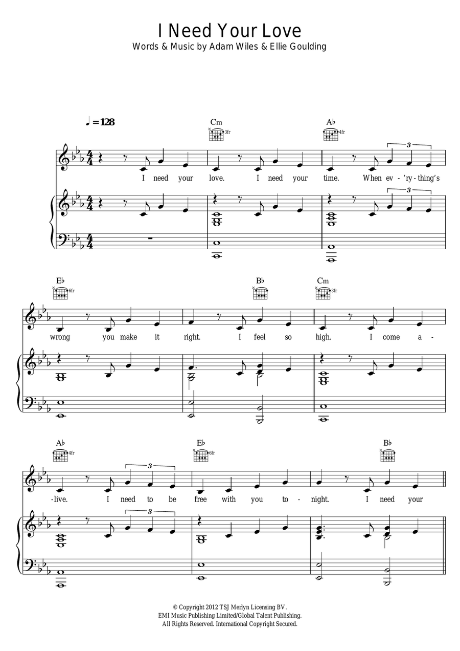 I Need Your Love (featuring Ellie Goulding) Acoustic Guitar scores gallery preview page 1