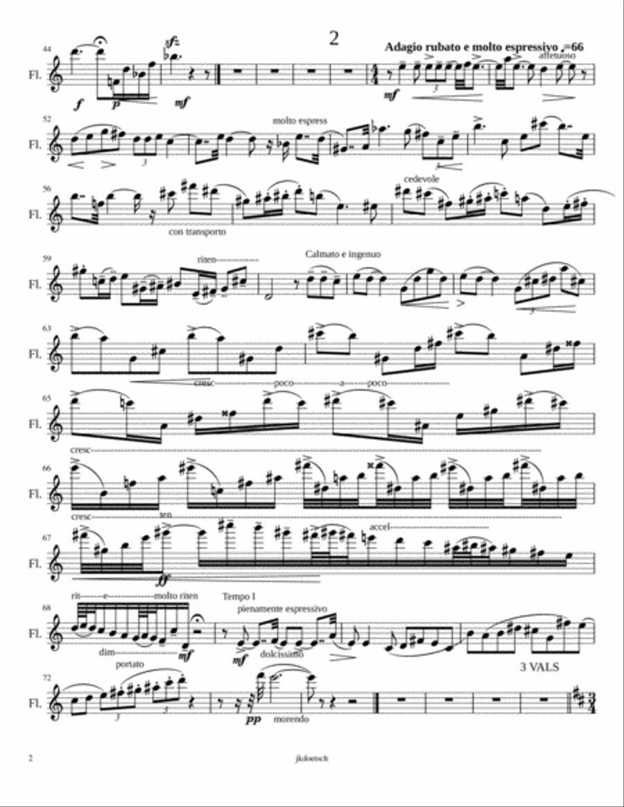 FIVE MONOLOGUES FOR SOLO FLUTE Flute Solo scores gallery preview page 2