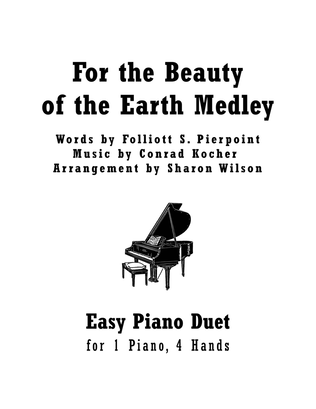 Book cover for For the Beauty of the Earth Medley (Easy Piano Duet; 1 Piano, 4 Hands)