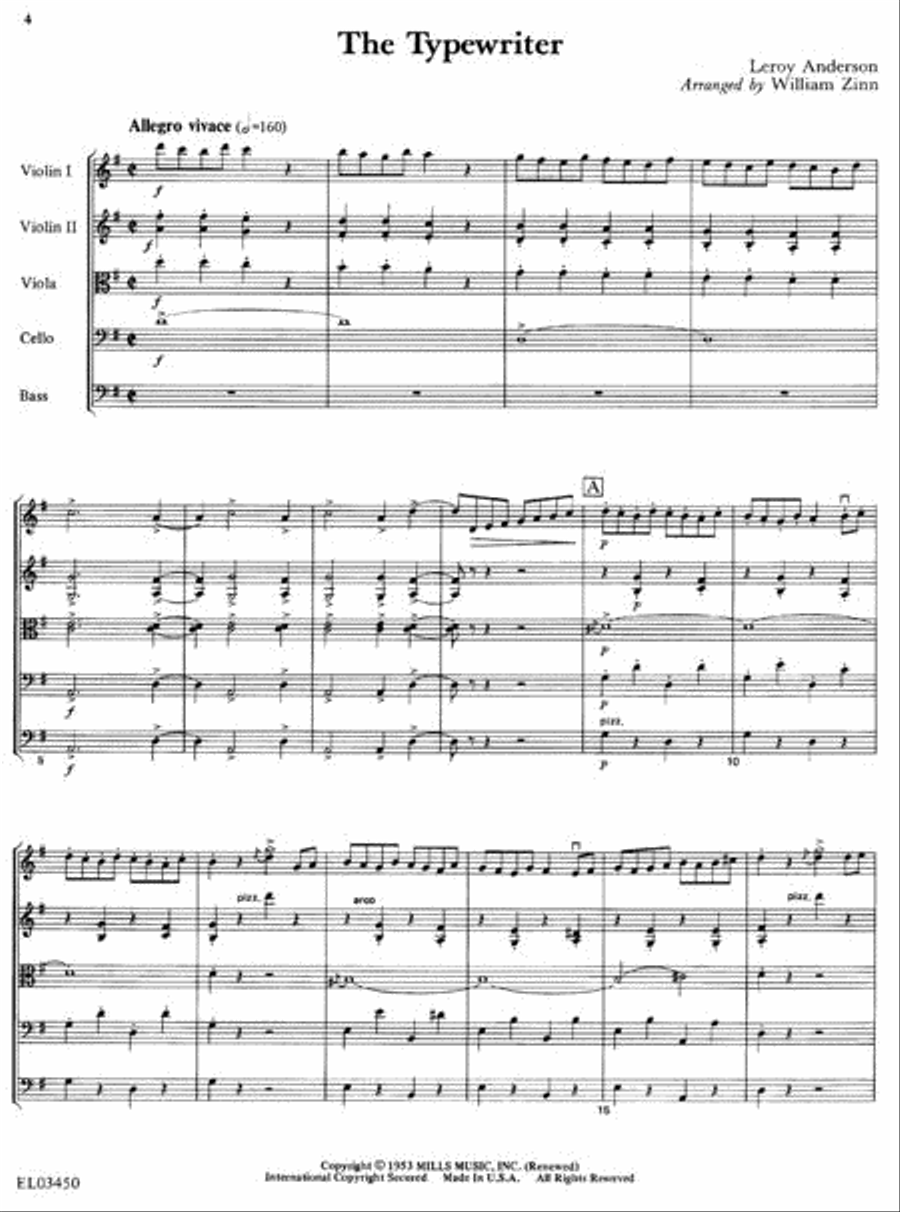 Leroy Anderson For Strings - Conductor Score