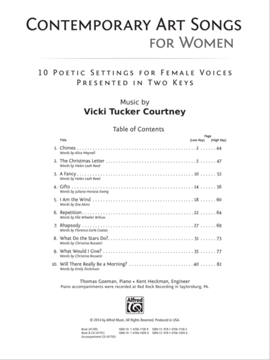 Contemporary Art Songs for Women Voice Solo scores gallery preview page 2