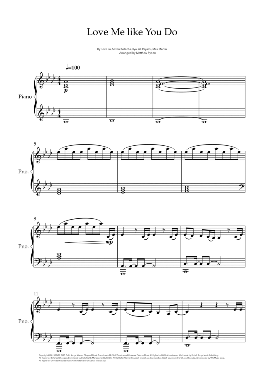 Love Me Like You Do Piano Solo scores gallery preview page 1