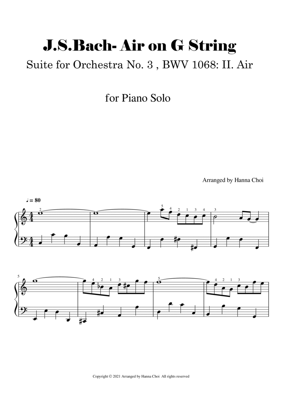 J.S.Bach- Air on G String [for Piano Solo]